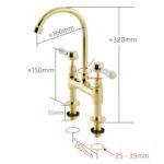 Uk Style Double Handle Swivel Kitchen Faucet Antique Brass Bridge - Image 2