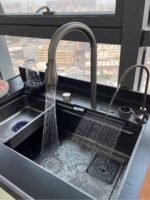 Stainless Steel Hand Made Kitchen Sink Waterfall Kitchen Sink with Digital Display - Image 6