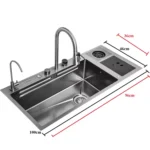 Premium 304 Stainless Steel Handmade Kitchen Sink with Modern Waterfall Design - Image 3